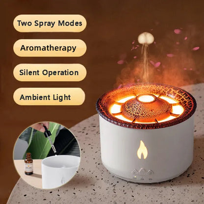 Ultrasonic Essential Oil Humidifier Volcano Aromatherapy Machine Spray Jellyfish Air Flame Humidifier Diffuser