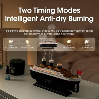 Titanic ship humidifer with Remote Aromatherapy Diffuser Steamship Humidifier 7 Light 2 Mist Mode Air Humidifiers for Bedroom, Essential Oil Diffuser