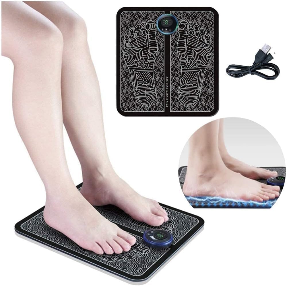 Aram EMS Foot Massager for Neuropathy & Plantar Fasciitis Relief - Electric blood Circulation Device with 8 Modes & 19 Levels