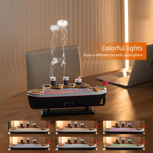 Titanic ship humidifer with Remote Aromatherapy Diffuser Steamship Humidifier 7 Light 2 Mist Mode Air Humidifiers for Bedroom, Essential Oil Diffuser