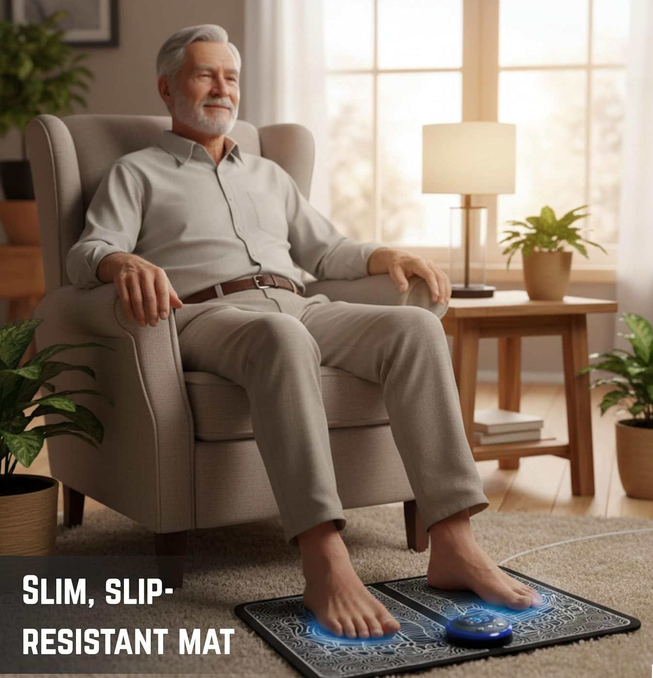 Aram EMS Foot Massager for Neuropathy & Plantar Fasciitis Relief - Electric blood Circulation Device with 8 Modes & 19 Levels