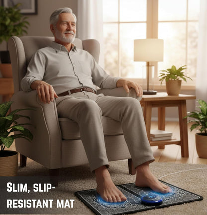 Aram EMS Foot Massager for Neuropathy & Plantar Fasciitis Relief - Electric blood Circulation Device with 8 Modes & 19 Levels