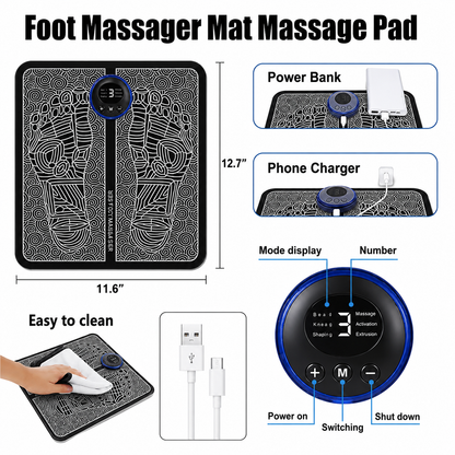 Aram EMS Foot Massager for Neuropathy & Plantar Fasciitis Relief - Electric blood Circulation Device with 8 Modes & 19 Levels