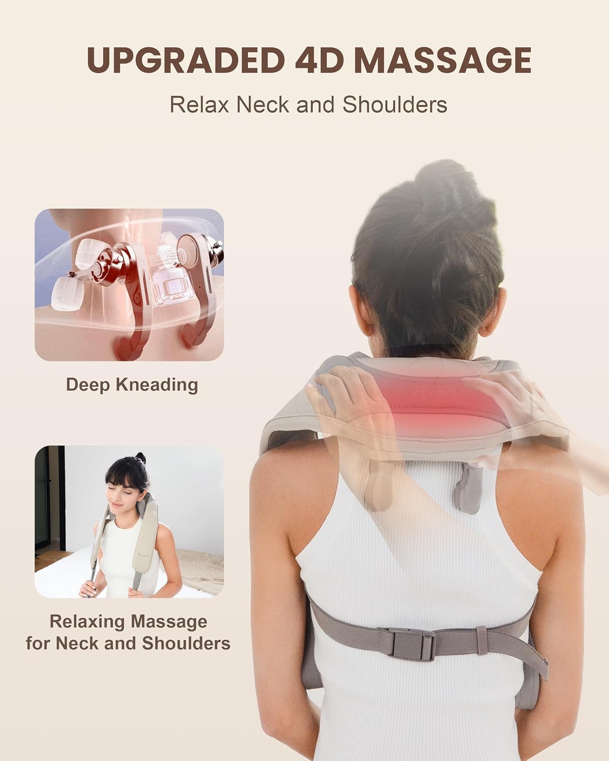 Aram 4D Deep Massage for Neck and Shoulder with Heat, Shiatsu Kneading