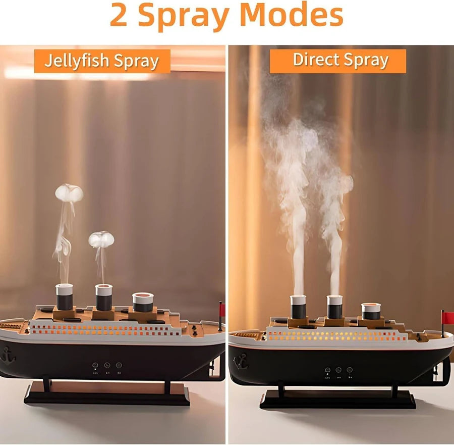 Titanic ship humidifer with Remote Aromatherapy Diffuser Steamship Humidifier 7 Light 2 Mist Mode Air Humidifiers for Bedroom, Essential Oil Diffuser